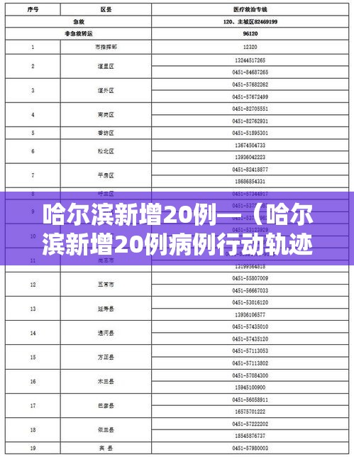 哈尔滨新增20例—(哈尔滨新增20例病例行动轨迹) 哈尔滨新增20例—(哈尔滨新增20例病例行动轨迹)