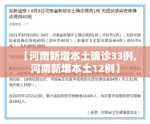 【河南新增本土确诊33例,河南新增本土12例】 【河南新增本土确诊33例,河南新增本土12例】