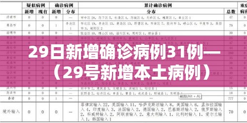 29日新增确诊病例31例—(29号新增本土病例) 29日新增确诊病例31例—(29号新增本土病例)
