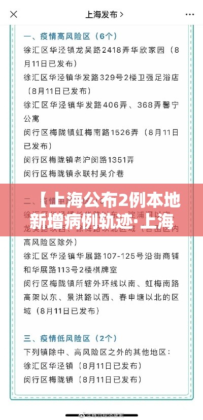 【上海公布2例本地新增病例轨迹·上海新增2例本地确】 【上海公布2例本地新增病例轨迹·上海新增2例本地确】
