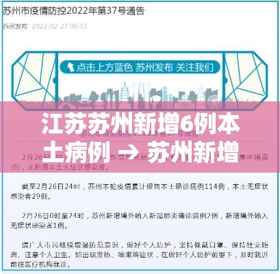 江苏苏州新增6例本土病例 → 苏州新增1例