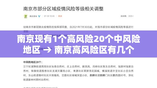 南京现有1个高风险20个中风险地区 → 南京高风险区有几个