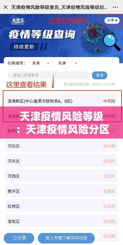 天津疫情风险等级：天津疫情风险分区
