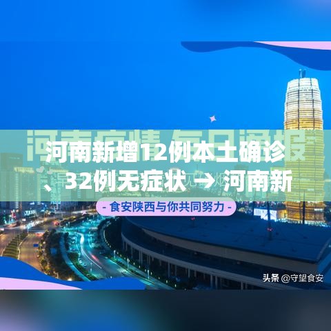 河南新增12例本土确诊	、32例无症状 → 河南新增12例本土确诊,32例无症状感染者