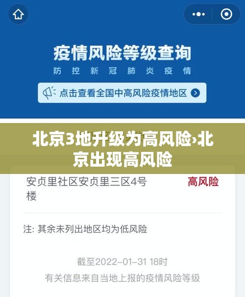 北京3地升级为高风险›北京出现高风险