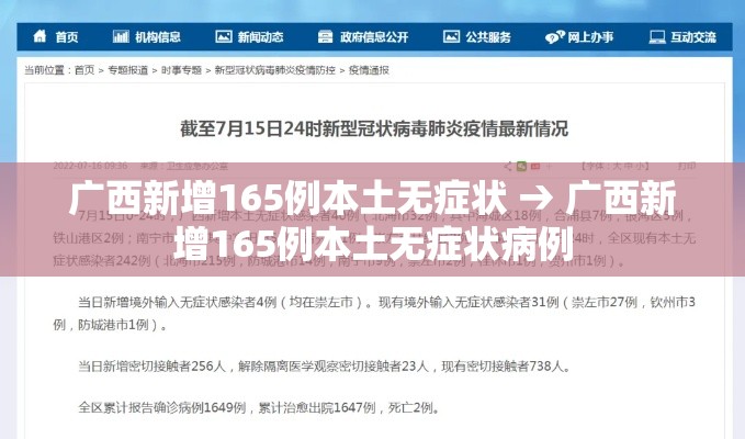 广西新增165例本土无症状 → 广西新增165例本土无症状病例
