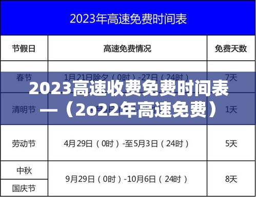 2023高速收费免费时间表—（2o22年高速免费）