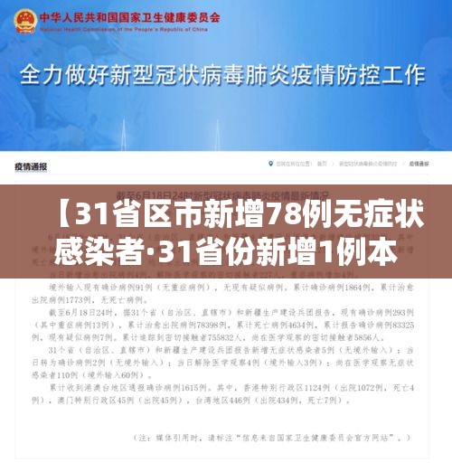 【31省区市新增78例无症状感染者·31省份新增1例本土无症状】