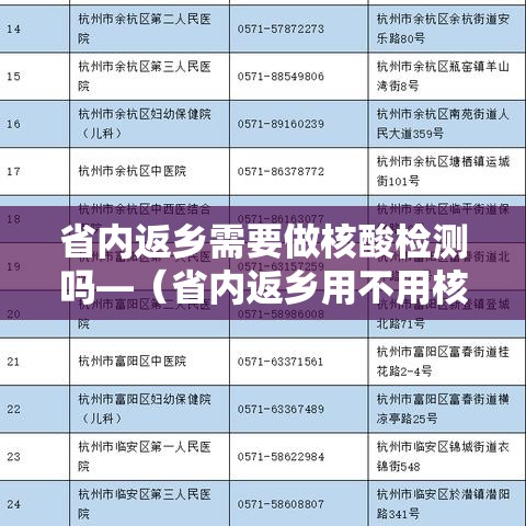 省内返乡需要做核酸检测吗—（省内返乡用不用核酸检测）