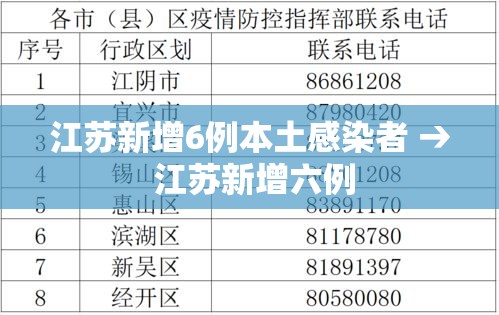 江苏新增6例本土感染者 → 江苏新增六例