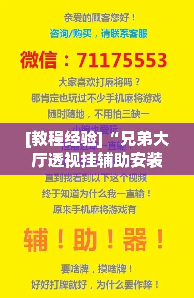 [教程经验]“兄弟大厅透视挂辅助安装”科技辅助神器手机版教程
