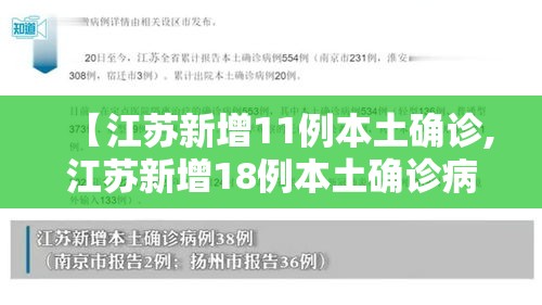 【江苏新增11例本土确诊,江苏新增18例本土确诊病例】