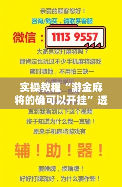实操教程“游金麻将的确可以开挂”透视开挂辅助教程