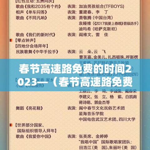 春节高速路免费的时间2023—（春节高速路免费的时间怎么算）