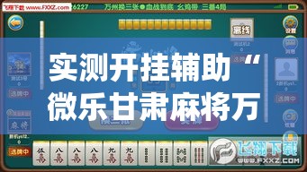 实测开挂辅助“微乐甘肃麻将万能开挂器通用版(辅助神器)开挂详细教程