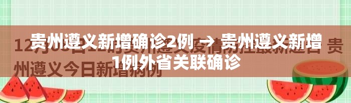 贵州遵义新增确诊2例 → 贵州遵义新增1例外省关联确诊