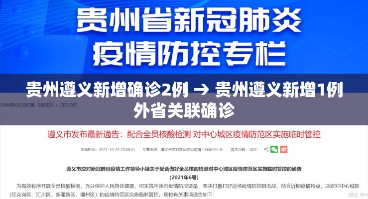 贵州遵义新增确诊2例 → 贵州遵义新增1例外省关联确诊