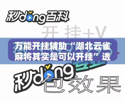 万能开挂辅助“湖北云雀麻将其实是可以开挂”透视开挂辅助教程