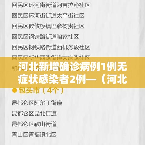 河北新增确诊病例1例无症状感染者2例—（河北新增4例本地确诊13例无症状）