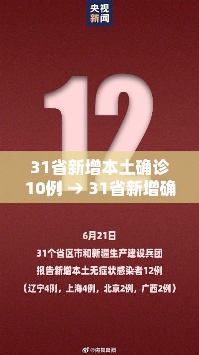 31省新增本土确诊10例 → 31省新增确诊20例本土6例