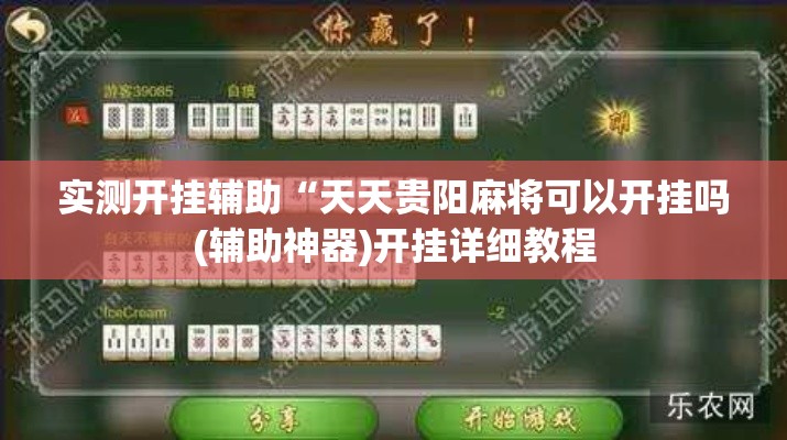 实测开挂辅助“天天贵阳麻将可以开挂吗(辅助神器)开挂详细教程