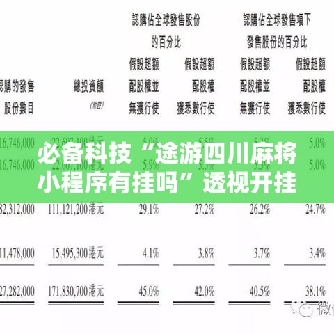 必备科技“途游四川麻将小程序有挂吗”透视开挂辅助教程