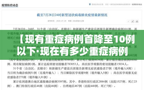 【现有重症病例首降至10例以下·现在有多少重症病例】 【现有重症病例首降至10例以下·现在有多少重症病例】