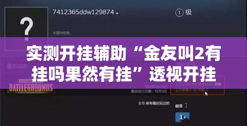 实测开挂辅助“金友叫2有挂吗果然有挂”透视开挂辅助教程