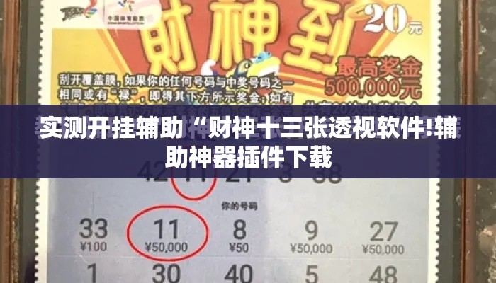实测开挂辅助“财神十三张透视软件!辅助神器插件下载