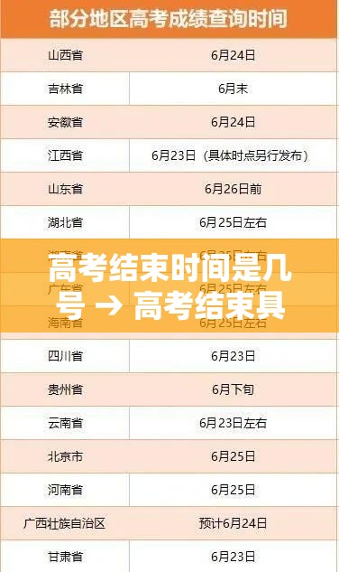 高考结束时间是几号 → 高考结束具体时间