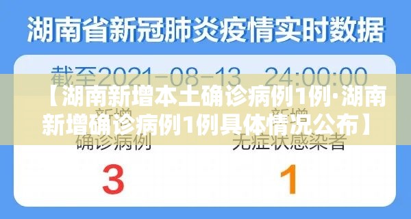 【湖南新增本土确诊病例1例·湖南新增确诊病例1例具体情况公布】
