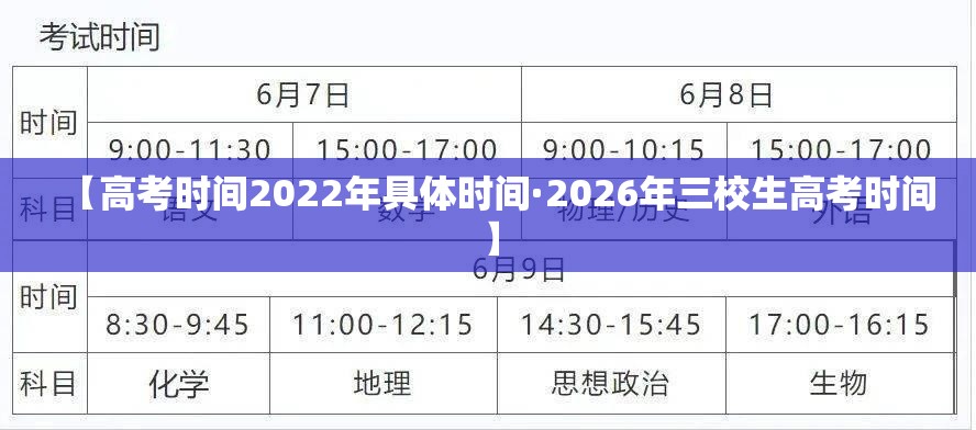 【高考时间2022年具体时间·2026年三校生高考时间】