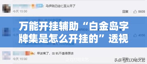 万能开挂辅助“白金岛字牌集是怎么开挂的”透视开挂辅助教程