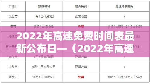 2022年高速免费时间表最新公布日—(2022年高速免费时间几天) 2022年高速免费时间表最新公布日—(2022年高速免费时间几天)
