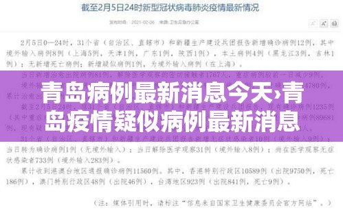 青岛病例最新消息今天›青岛疫情疑似病例最新消息