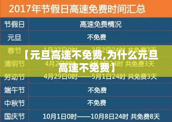 【元旦高速不免费,为什么元旦高速不免费】