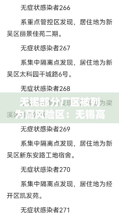 无锡部分厂区被列为高风险区：无锡高风险和较高风险地区