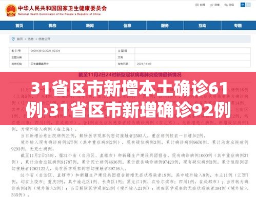 31省区市新增本土确诊61例›31省区市新增确诊92例本土73例 31省区市新增本土确诊61例›31省区市新增确诊92例本土73例