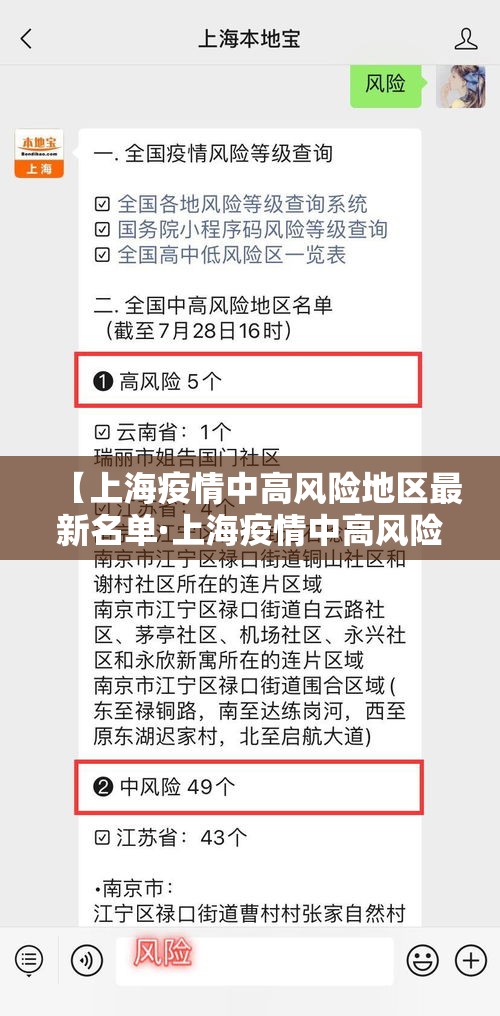 【上海疫情中高风险地区最新名单·上海疫情中高风险地区最新名单公布】