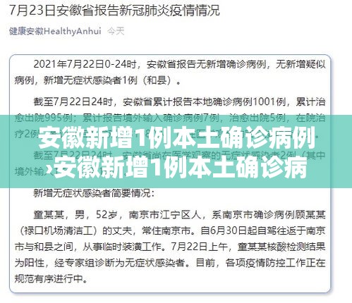安徽新增1例本土确诊病例›安徽新增1例本土确诊病例多少