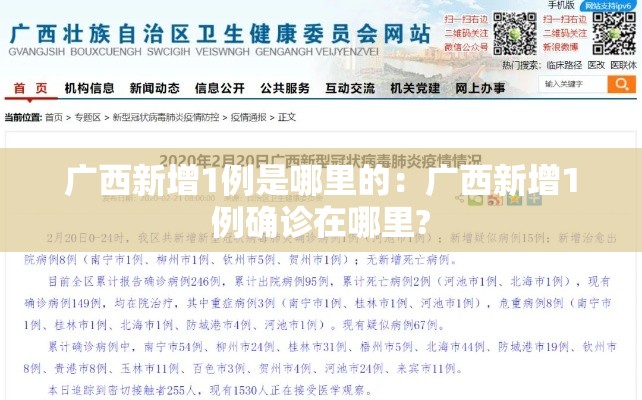 广西新增1例是哪里的：广西新增1例确诊在哪里?