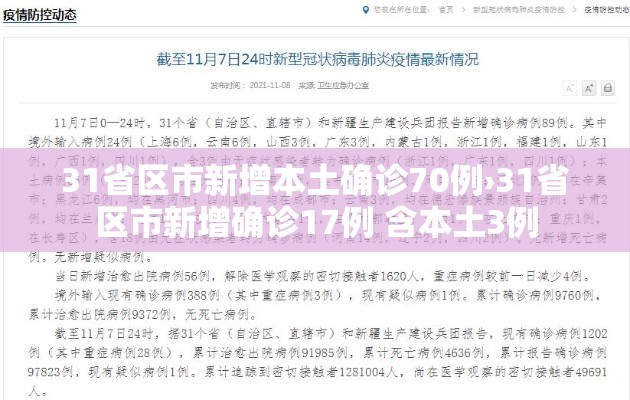 31省区市新增本土确诊70例›31省区市新增确诊17例 含本土3例