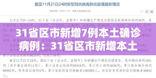 31省区市新增7例本土确诊病例:31省区市新增本土确诊4例 31省区市新增7例本土确诊病例:31省区市新增本土确诊4例
