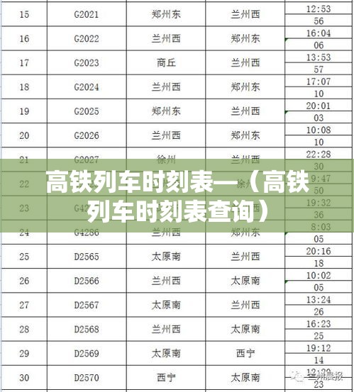 高铁列车时刻表—（高铁列车时刻表查询）