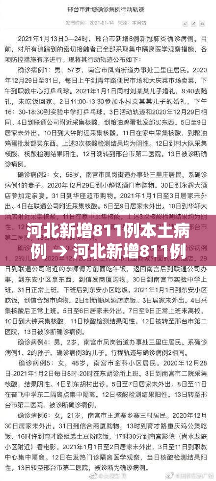 河北新增811例本土病例 → 河北新增811例本土病例是哪里的