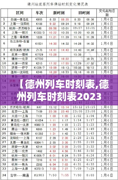 【德州列车时刻表,德州列车时刻表2023最新版】