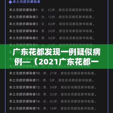 广东花都发现一例疑似病例—(2021广东花都一例新冠)