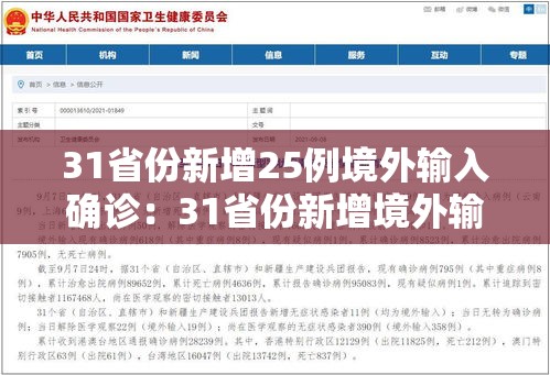 31省份新增25例境外输入确诊：31省份新增境外输入23例