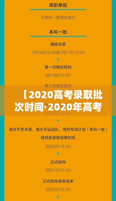 【2020高考录取批次时间·2020年高考批次线什么时间公布】