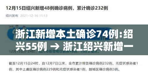 浙江新增本土确诊74例:绍兴55例 → 浙江绍兴新增一例